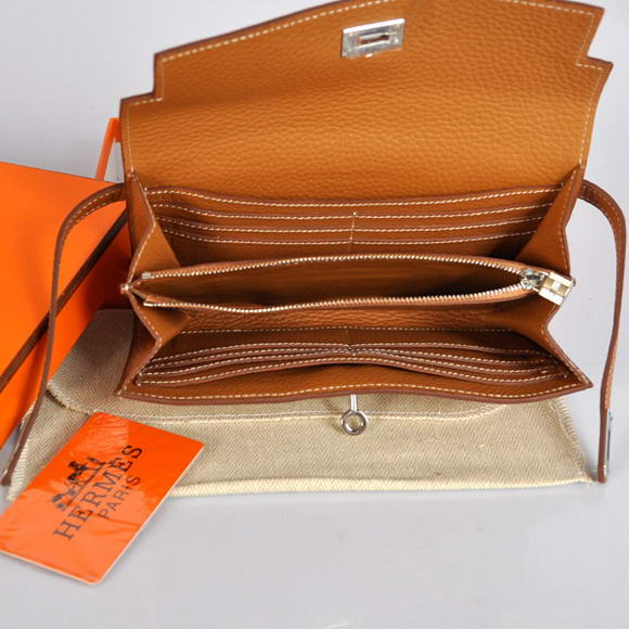 Hermes Kelly Wallet Togo Leather Bi-Fold Purse A708 Camel