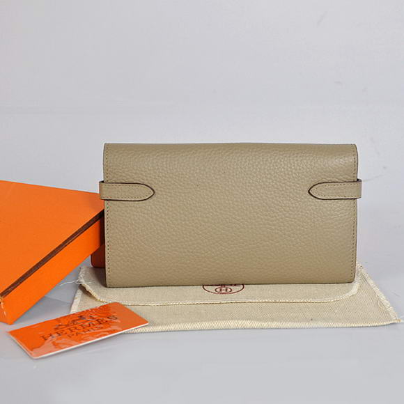 Hermes Kelly Wallet Togo Leather Bi-Fold Purse A708 Dark Grey