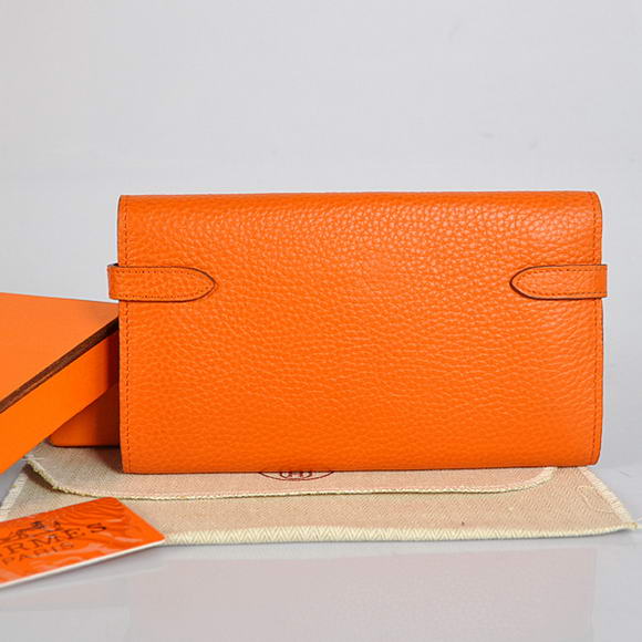 Hermes Kelly Wallet Togo Leather Bi-Fold Purse A708 Orange