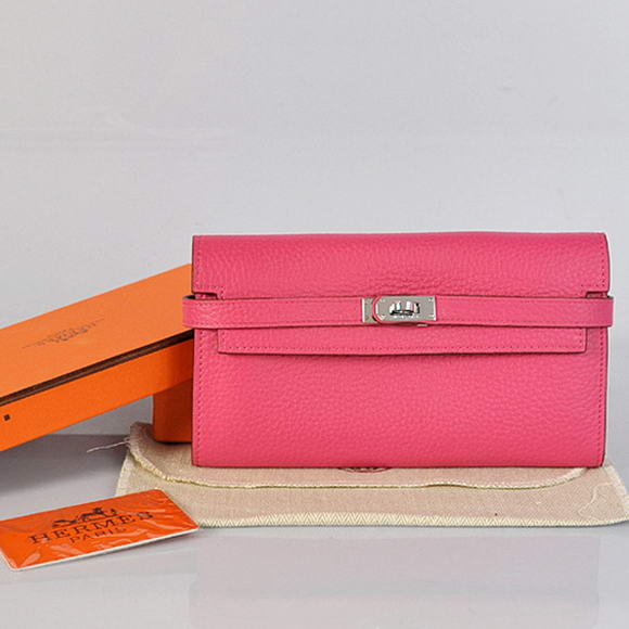 Hermes Kelly Wallet Togo Leather Bi-Fold Purse A708 Peach