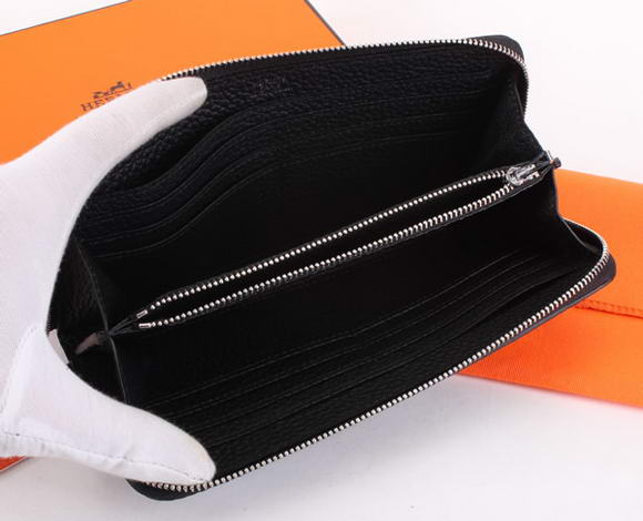 Hermes Togo Leather Perforated Zippy Wallet 9032 Black