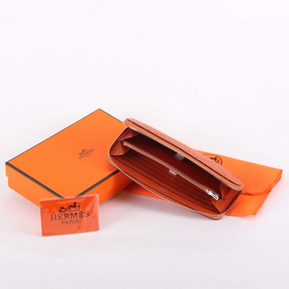 Hermes Togo Leather Perforated Zippy Wallet 9032 Orange