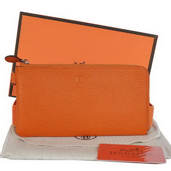 Hermes Zipper Cards Wallet Togo Leather A908 Orange