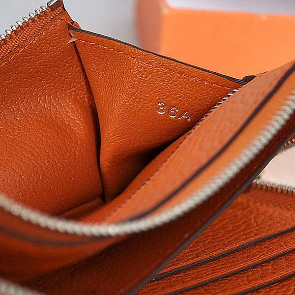 Hermes Zipper Cards Wallet Togo Leather A908 Orange