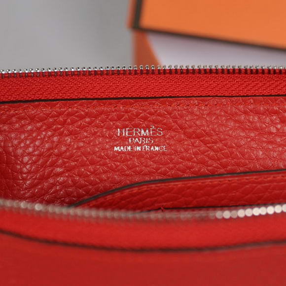 Hermes Zipper Cards Wallet Togo Leather A908 Red