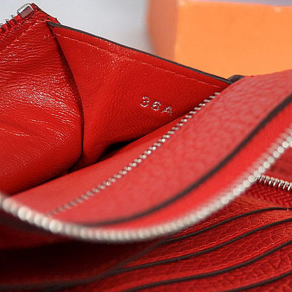 Hermes Zipper Cards Wallet Togo Leather A908 Red