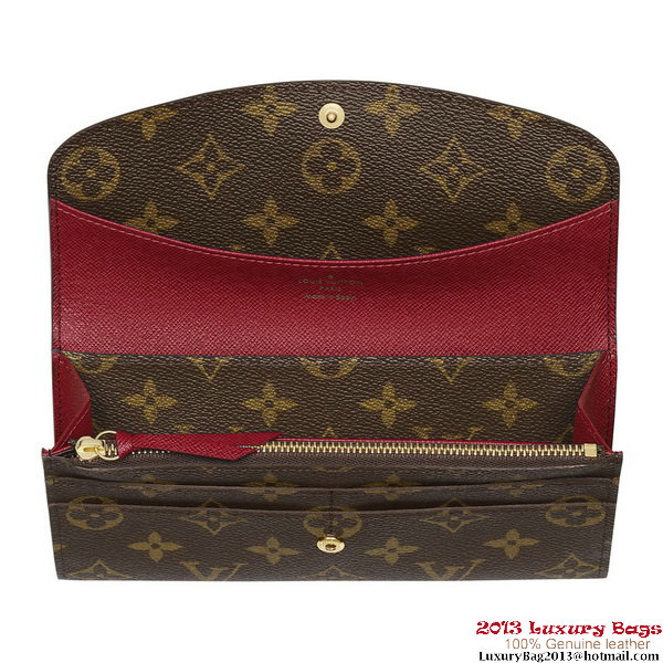 Louis Vuitton M60136 Monogram Canvas Emilie Wallet Rouge