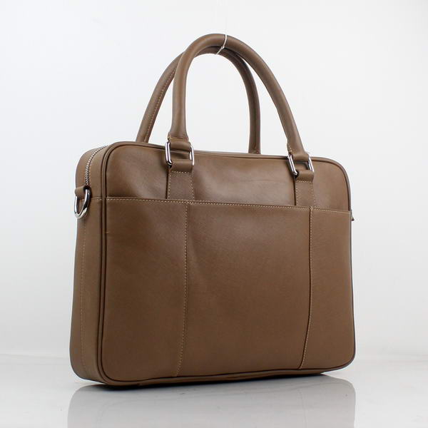 Prada BL0791 Saffiano Calf Leather Top Handle Bag Brown