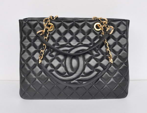 buy Cheap Chanel A50995 Black Sheepskin Leather Shoulder Bag Gold