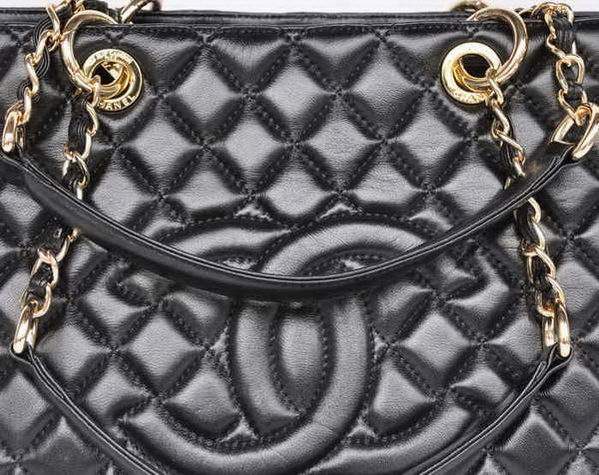 buy Cheap Chanel A50995 Black Sheepskin Leather Shoulder Bag Gold