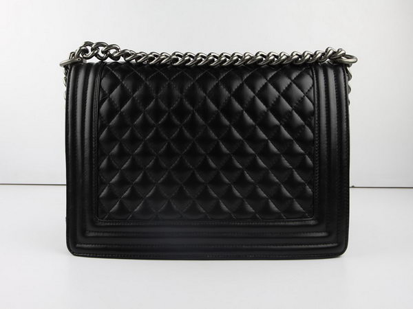 Chanel A67026 Black Lambskin Leather Le Boy Flap Shoulder Bag