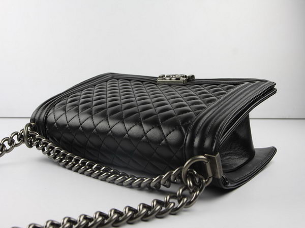 Chanel A67026 Black Lambskin Leather Le Boy Flap Shoulder Bag