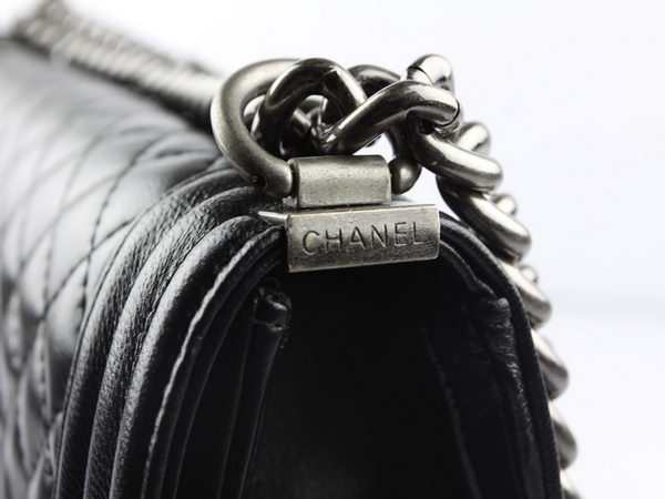 Chanel A67026 Black Lambskin Leather Le Boy Flap Shoulder Bag