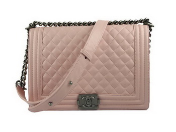 Chanel A67026 Pink Lambskin Leather Le Boy Flap Shoulder Bag