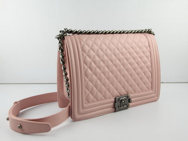 Chanel A67026 Pink Lambskin Leather Le Boy Flap Shoulder Bag