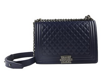 Chanel A67026 Royalblue Large Le Boy Flap Shoulder Bag Silver