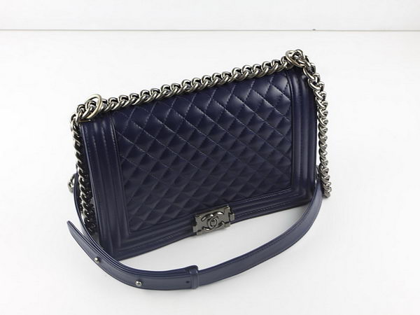 Chanel A67026 Royalblue Large Le Boy Flap Shoulder Bag Silver