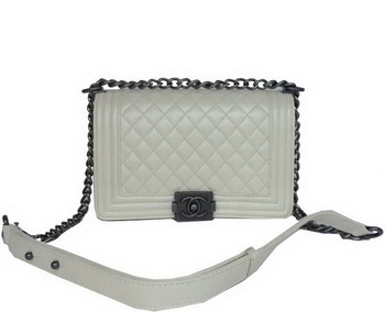 Chanel A67086 Offwhite Le Boy Flap Shoulder Bag Silver