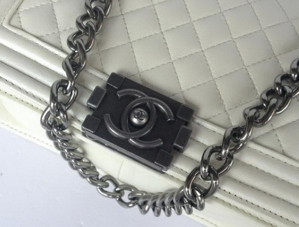 Chanel A67086 Offwhite Le Boy Flap Shoulder Bag Silver