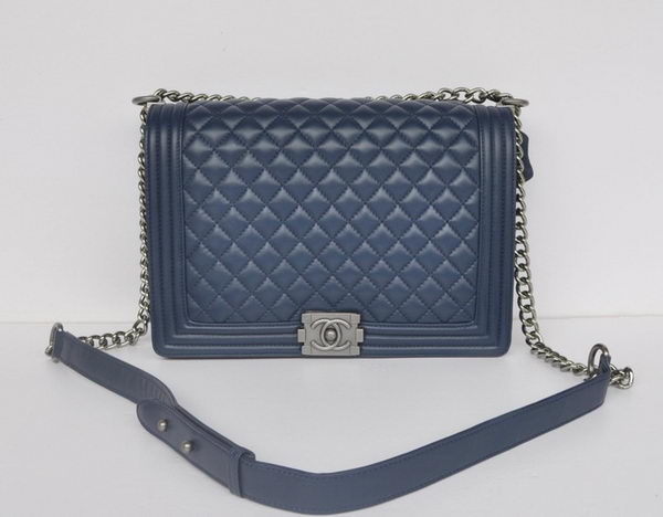 Chanel A67087 Royalblue Sheepskin Leather Le Boy Flap Shoulder Bag