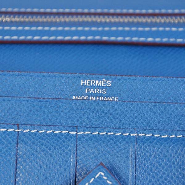 Hermes Bearn Wallet Original Smooth Leather Blue