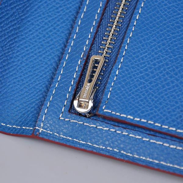 Hermes Bearn Wallet Original Smooth Leather Blue