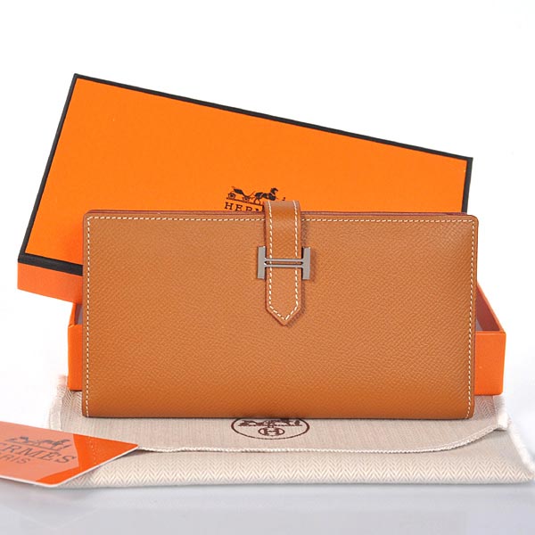 Hermes Bearn Wallet Original Smooth Leather Camel