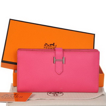 Hermes Bearn Wallet Original Smooth Leather Peach