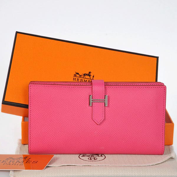 Hermes Bearn Wallet Original Smooth Leather Peach