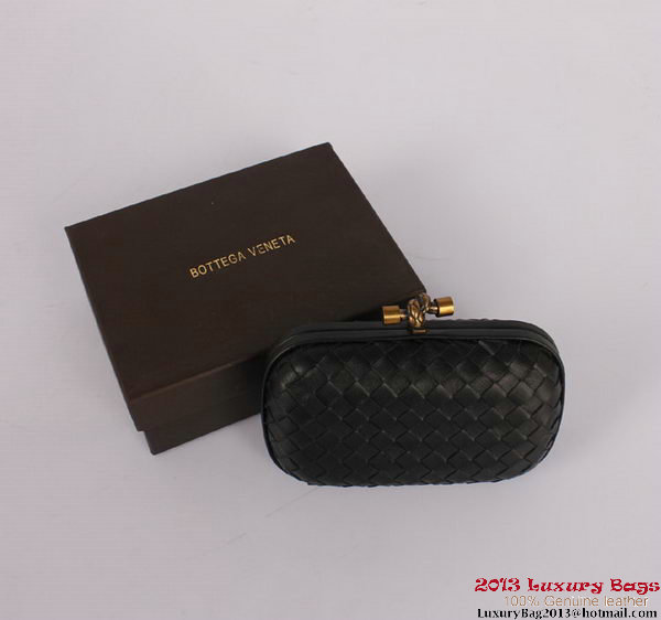 Bottega Veneta Intrecciato Silk Stretch Knot Clutches BV8615 Black