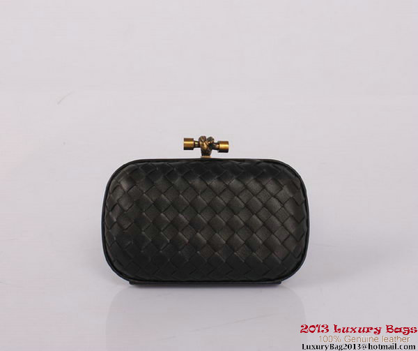 Bottega Veneta Intrecciato Silk Stretch Knot Clutches BV8615 Black