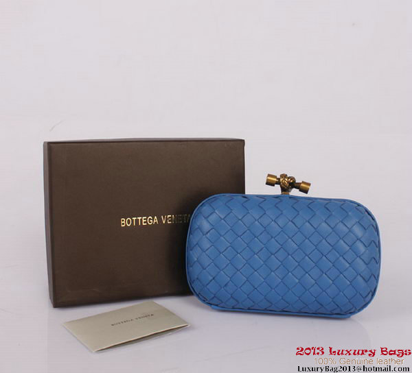 Bottega Veneta Intrecciato Silk Stretch Knot Clutches BV8615 Blue