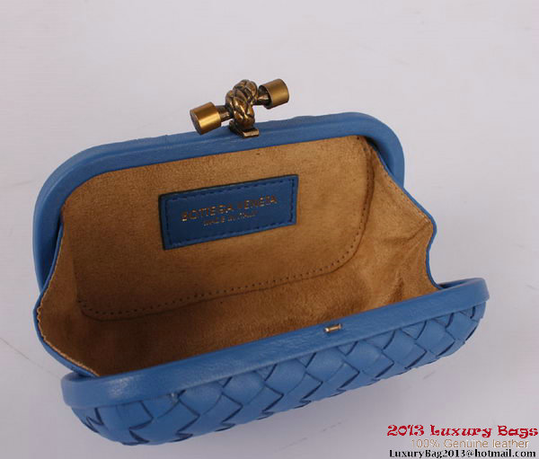 Bottega Veneta Intrecciato Silk Stretch Knot Clutches BV8615 Blue