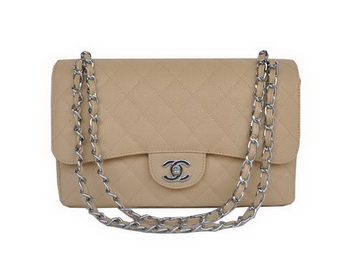 Chanel Jumbo Quilted Classic Cannage Patterns Flap Bag A58600 Apricot Silver