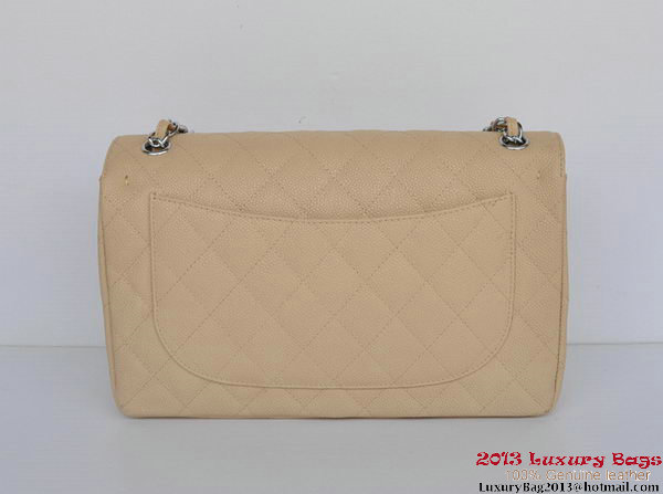 Chanel Jumbo Quilted Classic Cannage Patterns Flap Bag A58600 Apricot Silver