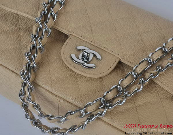 Chanel Jumbo Quilted Classic Cannage Patterns Flap Bag A58600 Apricot Silver