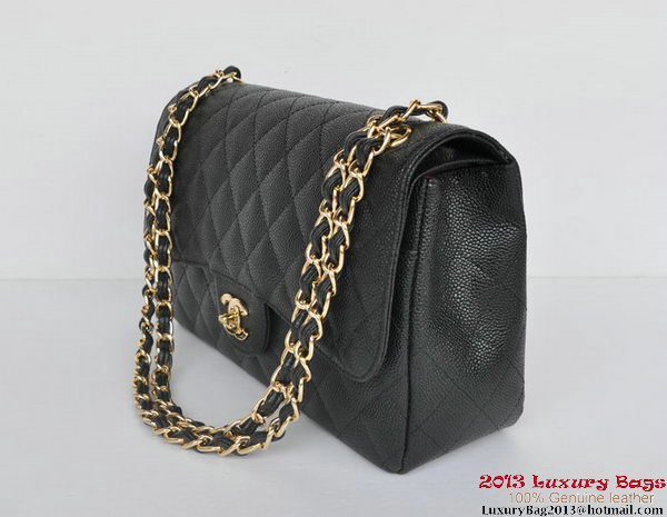 Chanel Jumbo Quilted Classic Cannage Patterns Flap Bag A58600 Black Gold