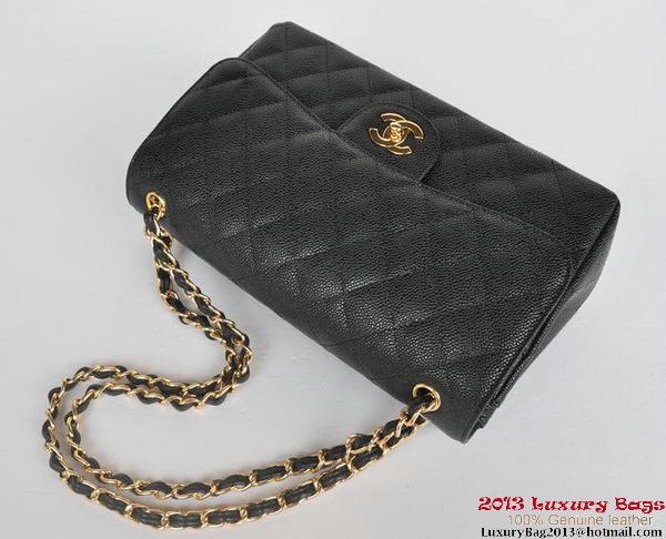 Chanel Jumbo Quilted Classic Cannage Patterns Flap Bag A58600 Black Gold