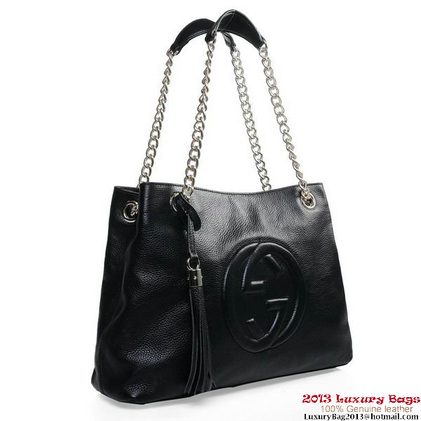 Gucci 308982 A7M0G 1000 Soho Medium Tote Bag Black