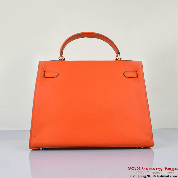 Hermes Kelly 32cm Shoulder Bags H6108 Orange Leather Gold