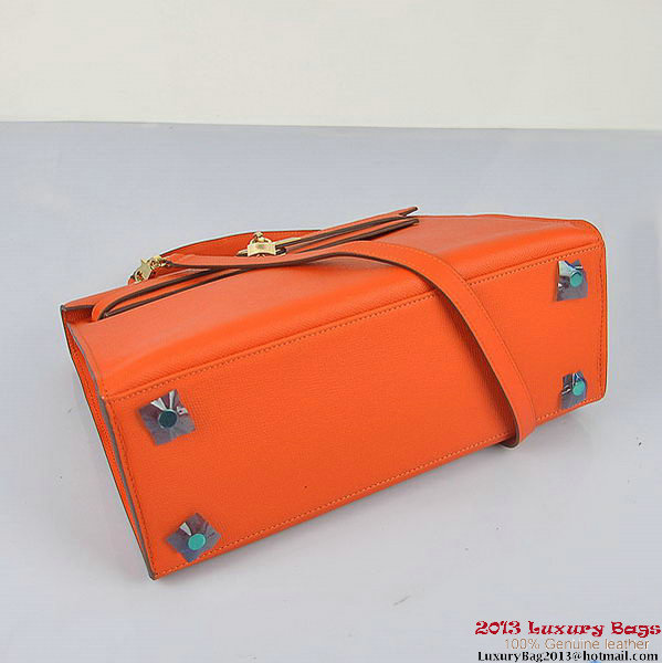 Hermes Kelly 32cm Shoulder Bags H6108 Orange Leather Gold