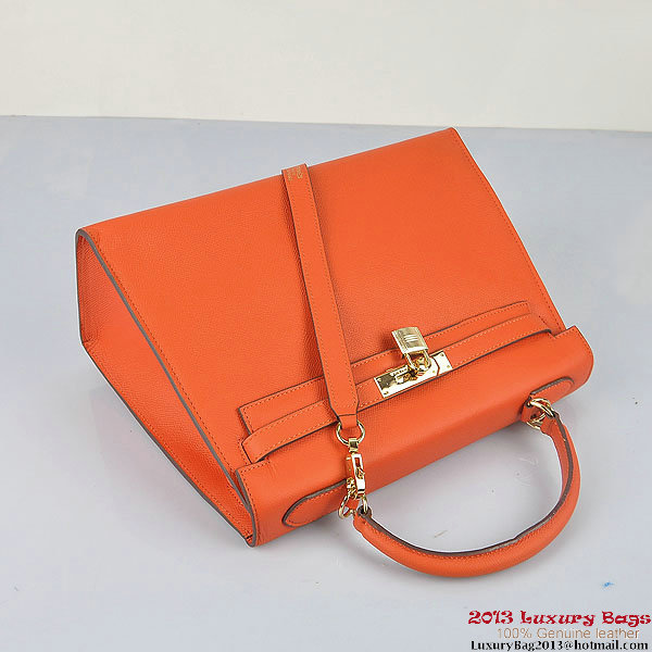 Hermes Kelly 32cm Shoulder Bags H6108 Orange Leather Gold