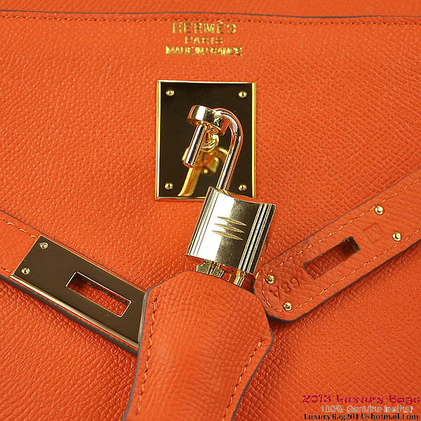 Hermes Kelly 32cm Shoulder Bags H6108 Orange Leather Gold