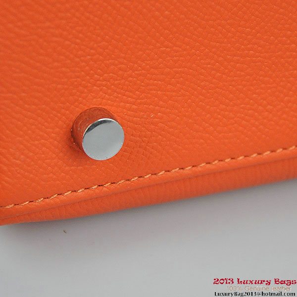 Hermes Kelly 32cm Shoulder Bags H6108 Orange Leather Silver