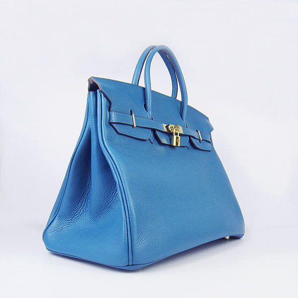 Hermes Birkin 6099 40CM Togo Bag Blue Gold padlock