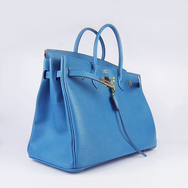 Hermes Birkin 6099 40CM Togo Bag Blue Gold padlock