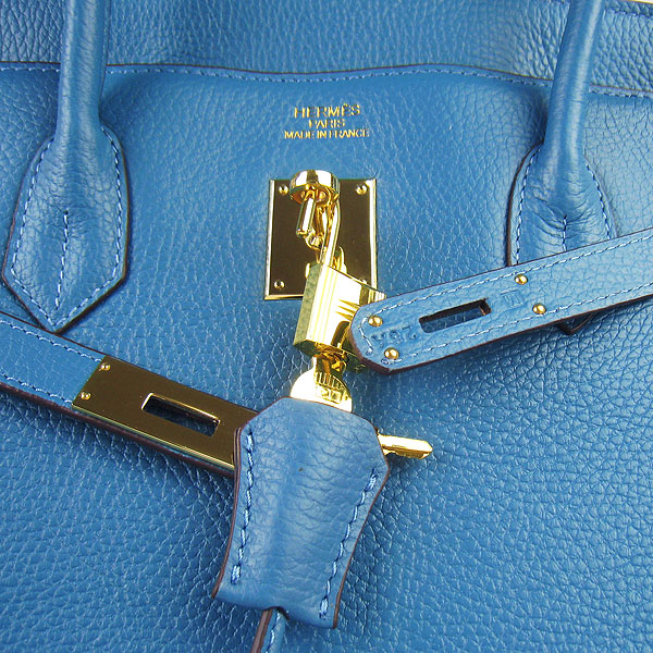 Hermes Birkin 6099 40CM Togo Bag Blue Gold padlock