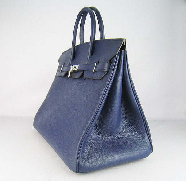 Hermes Birkin 40CM Togo Bag Dark Blue 6099 Silver