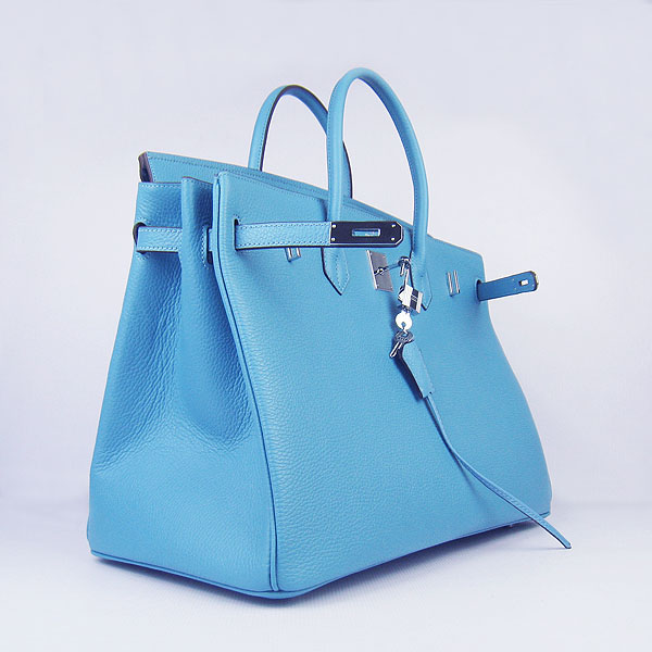 Hermes Birkin 40CM Togo Bag Light Blue 6099 Silver