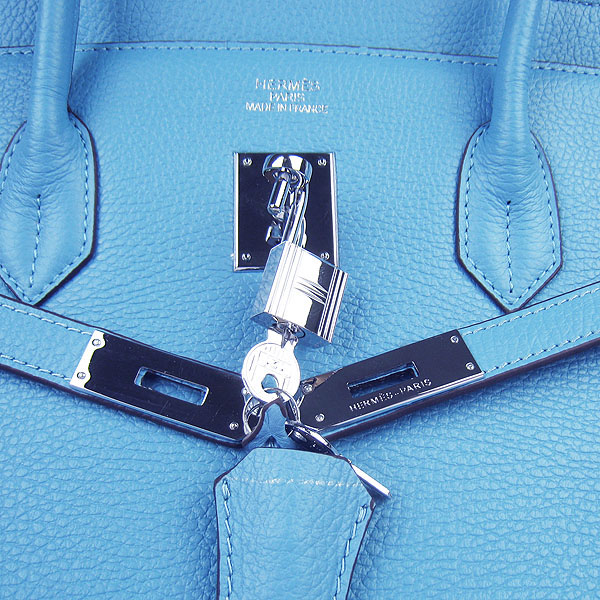 Hermes Birkin 40CM Togo Bag Light Blue 6099 Silver